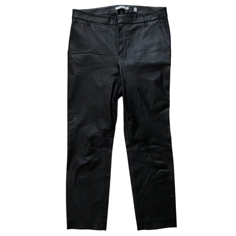 Vince 100% Lamb Leather Boot-Cut Pant Black Designer Mobwife Quiet Luxury-10